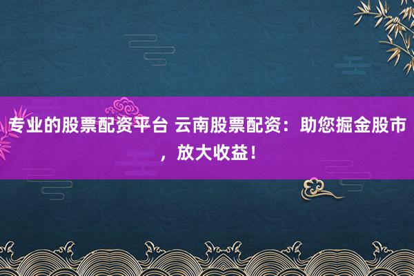 专业的股票配资平台 云南股票配资：助您掘金股市，放大收益！