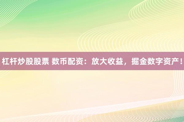 杠杆炒股股票 数币配资：放大收益，掘金数字资产！
