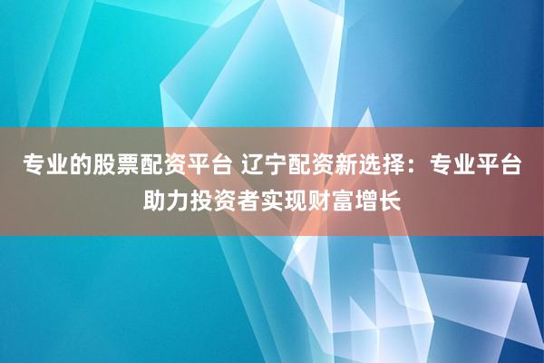 专业的股票配资平台 辽宁配资新选择：专业平台助力投资者实现财富增长