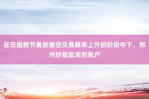在在指数节奏放缓但交易频率上升的阶段中下，郑州炒股配资的账户